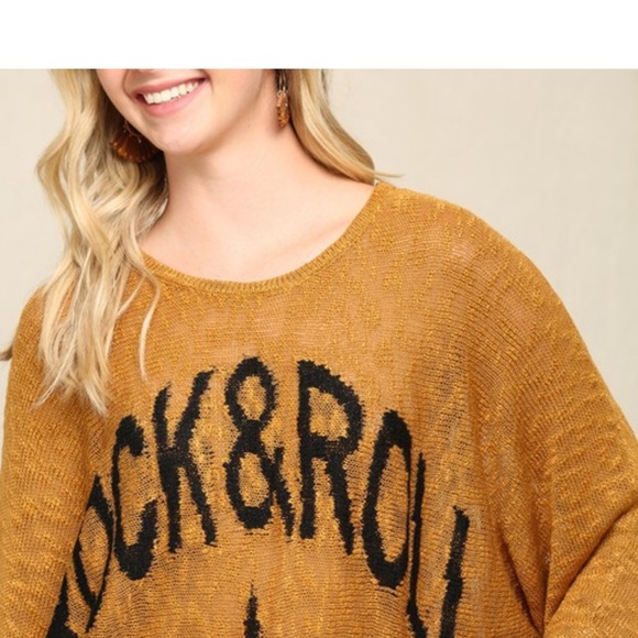 B125🧡🤎Rock-n-roll lightweight sweater top w/loose round neck+relaxed fit🤎🧡 - Picture 3 of 10